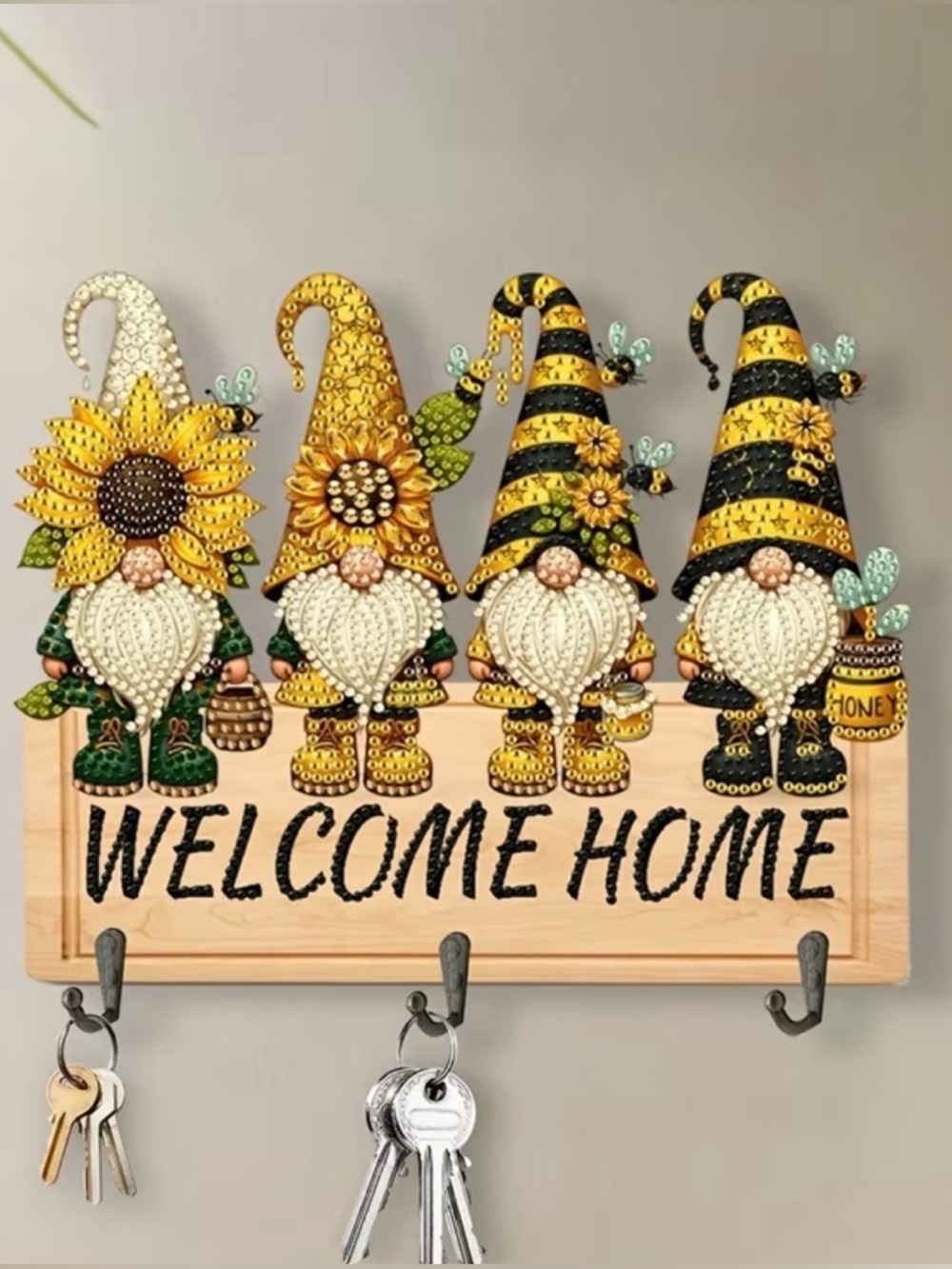 Handcrafted Rhinestone Embellished Welcome Home Wall Hook  (sealed)